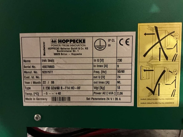 Hoppecke - 24v 60a - acculaders - 2022 - afbeelding 3 van  3