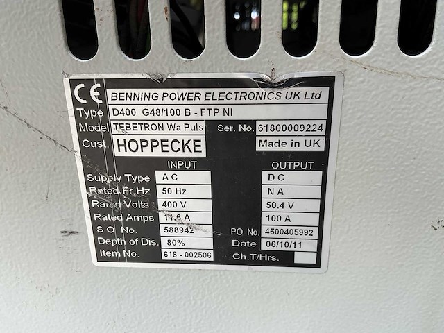 Hoppecke - 48v 100a - acculaders - 2011 - afbeelding 3 van  3