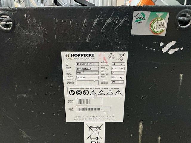 Hoppecke - 48v 5 hpzs 625ah - acculaders - 2018 - afbeelding 3 van  3