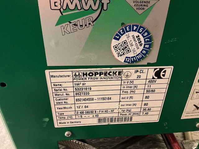 Hoppecke - 80v 80a - acculaders - 2012 - afbeelding 2 van  2