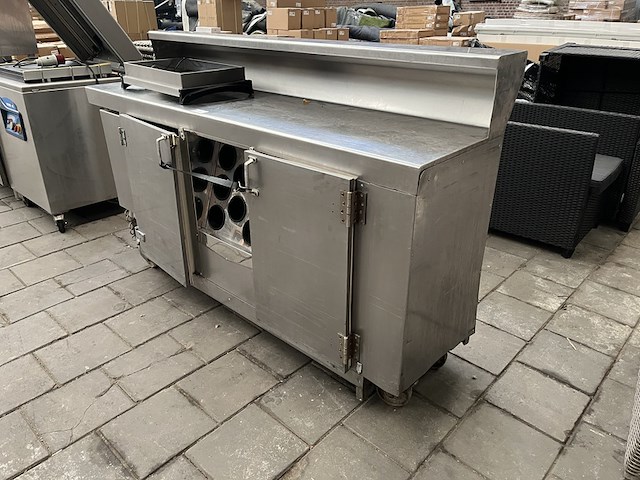 Horeca rvs mobiele bar 194x60x96 - afbeelding 1 van  6