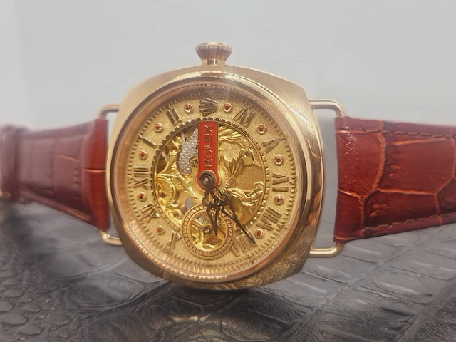 Horloge - antiek rolex uurwerk - volledig geserviced - afbeelding 4 van  10