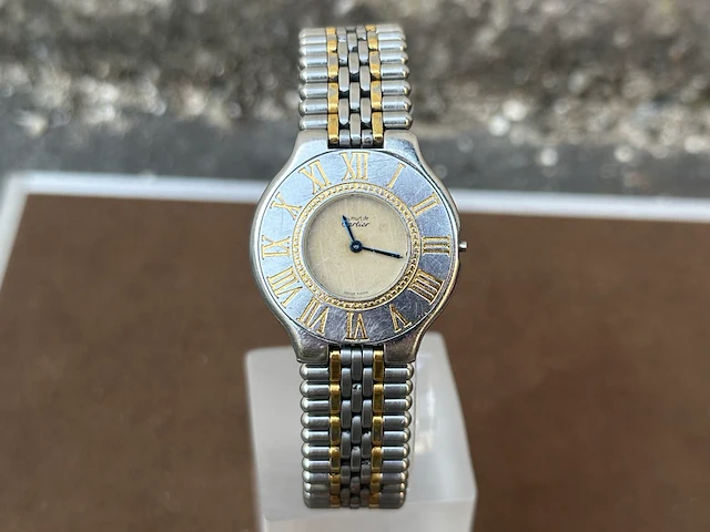 Horloge, cartier, de must 21, goud/staal - afbeelding 6 van  13