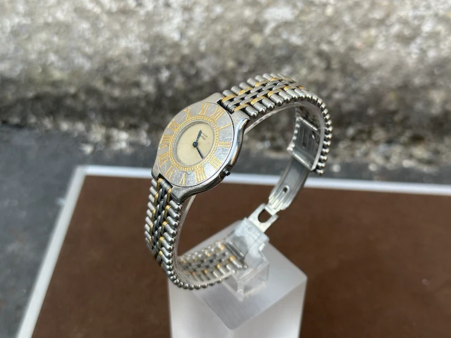 Horloge, cartier, de must 21, goud/staal - afbeelding 8 van  13
