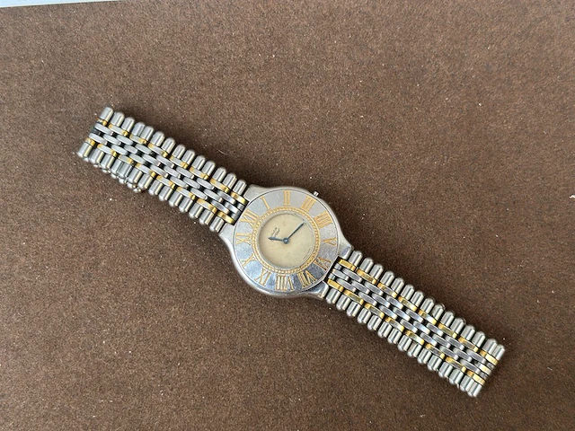 Horloge, cartier, de must 21, goud/staal - afbeelding 13 van  13