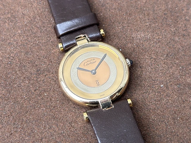 Horloge, cartier, de must, verguld, 1983 - afbeelding 2 van  9