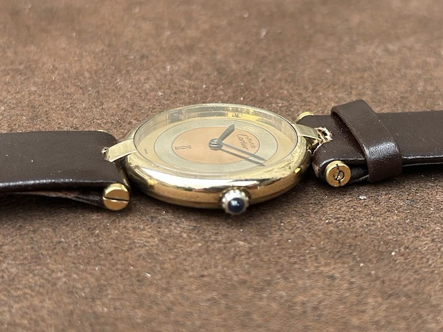 Horloge, cartier, de must, verguld, 1983 - afbeelding 5 van  9
