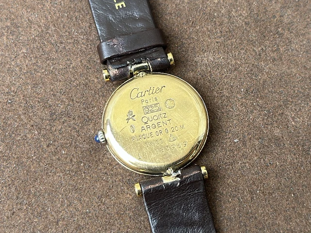 Horloge, cartier, de must, verguld, 1983 - afbeelding 6 van  9