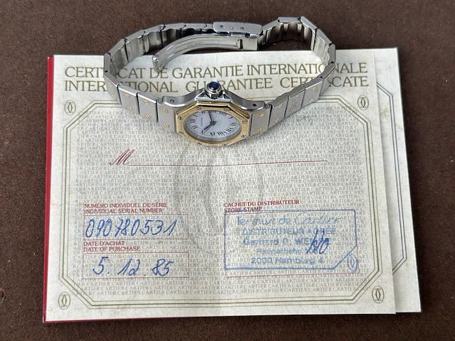 Horloge, cartier, octagon 0907, staal/goud, 1985 - afbeelding 2 van  11