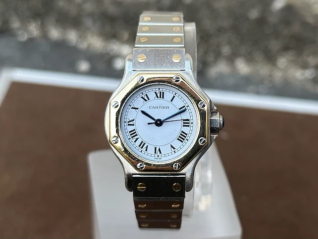 Horloge, cartier, octagon 0907, staal/goud, 1985 - afbeelding 1 van  11