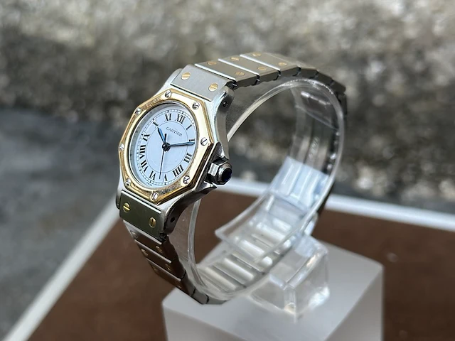 Horloge, cartier, octagon 0907, staal/goud, 1985 - afbeelding 4 van  11