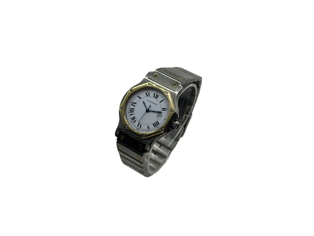 Horloge, cartier santos octagon, 2966, staal/goud, 1980-1990 - afbeelding 4 van  10