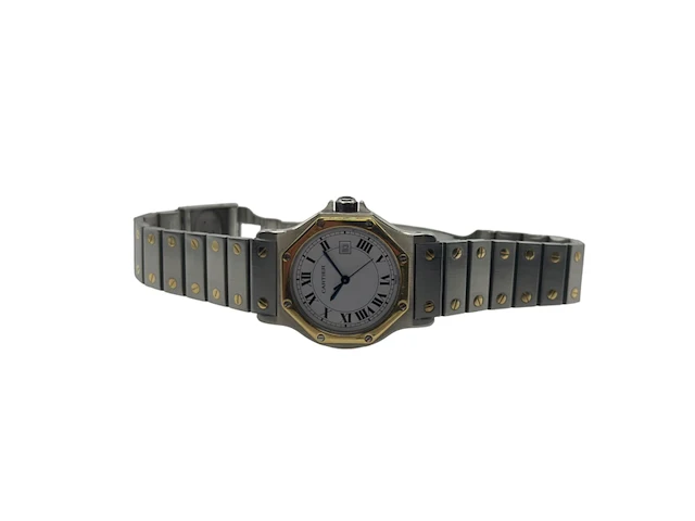 Horloge, cartier santos octagon, 2966, staal/goud, 1980-1990 - afbeelding 5 van  10
