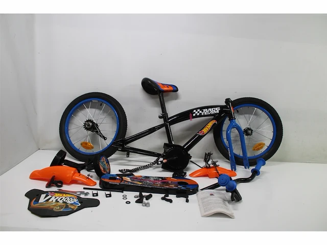 Hot wheels kinderfiets jongens 16 inch zwart oranje blauw - afbeelding 2 van  3
