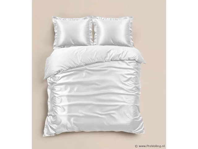 Hotel dekbed overtrek satijn glossy white200 x 220cm - afbeelding 1 van  5