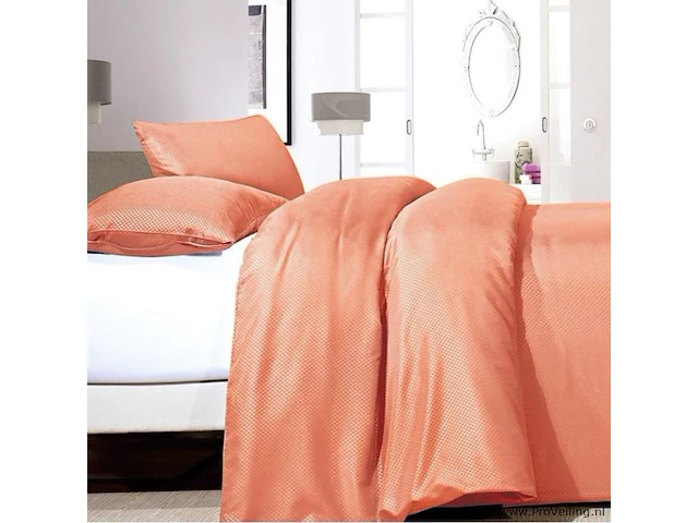 Hotel dekbed overtrek satijn point pastel oranje 240 x 220cm - afbeelding 2 van  3