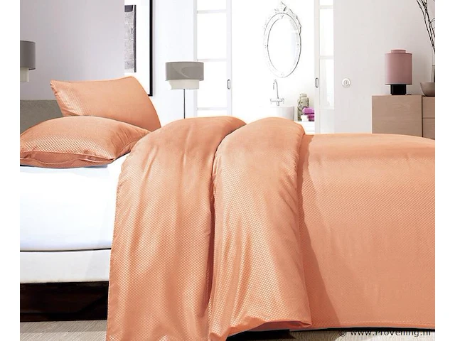 Hotel dekbed overtrek satijn point pastel oranje 240 x 220cm - afbeelding 3 van  3