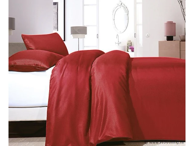Hotel dekbed overtrek satijn point rood 200 x 220cm - afbeelding 2 van  3