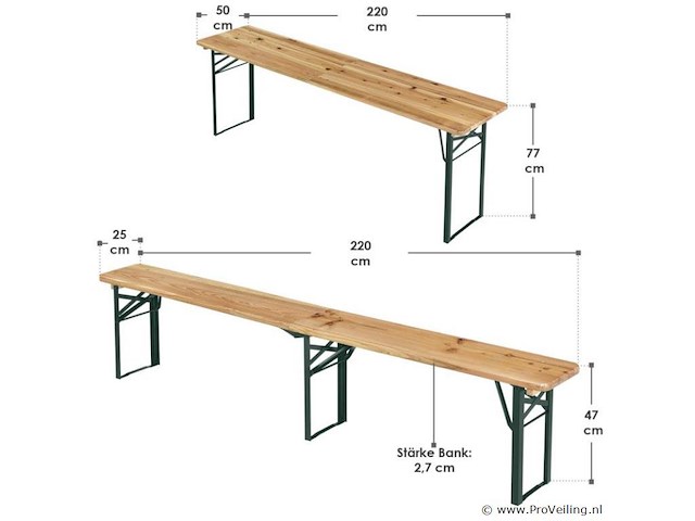 Houten biertafelset / bierbank passau - 3-delig - inklapbaar - afbeelding 11 van  14