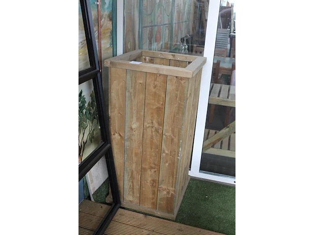 Houten bloembak, 60 x 60 x 120 cm. - afbeelding 2 van  2