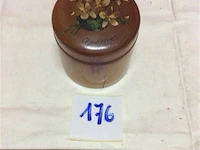 Houten dekselpotje wereld tentoonst. gent 1913 - afbeelding 1 van  2