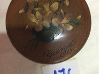 Houten dekselpotje wereld tentoonst. gent 1913 - afbeelding 2 van  2
