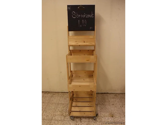 Houten display-kast op wielen - 65x47x75cm - afbeelding 2 van  5