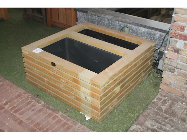 Houten duo bloembak hillhout. afmeting 89 x 89 x 38 cm. - afbeelding 2 van  2