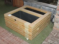 Houten duo bloembak hillhout. afmeting 89 x 89 x 38 cm. - afbeelding 2 van  2