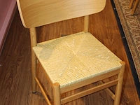 Houten eettafel met 10 eikenhouten stoelen met kunstrotan zitting. afmeting 180 / 270 x 100 cm - afbeelding 3 van  3