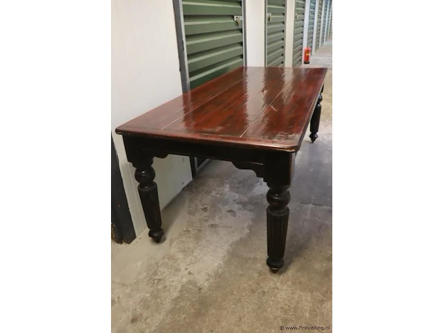 Houten eettafel v.v. 2 laden - 200x90x76cm - afbeelding 1 van  6
