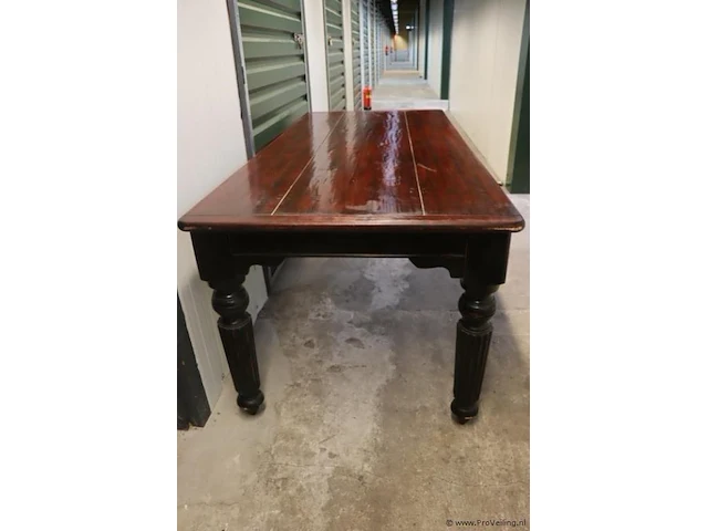 Houten eettafel v.v. 2 laden - 200x90x76cm - afbeelding 2 van  6