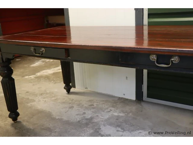 Houten eettafel v.v. 2 laden - 200x90x76cm - afbeelding 3 van  6