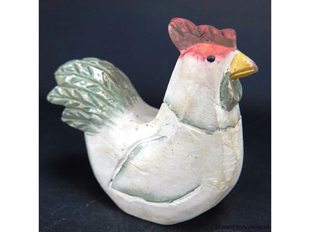 Houten handbeschilderde kip - afbeelding 4 van  5