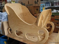 Houten hert met slee - showroommodel - 190x40x150cm - afbeelding 4 van  6