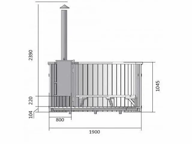 Houten hottub met kachel - incl. cover - afbeelding 7 van  9