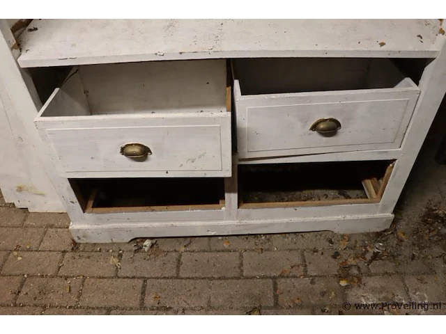 Houten kast met legplanken en 2 laden - afbeelding 2 van  4