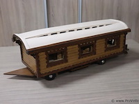 Houten model van een woonwagen/zigeunerwagen - 30x97x29cm - afbeelding 1 van  6