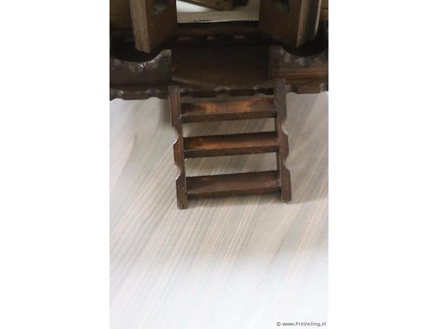 Houten model van een woonwagen/zigeunerwagen - 30x97x29cm - afbeelding 4 van  6