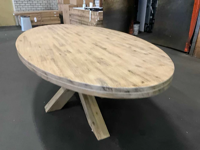 Houten ovale eetkamertafel - afbeelding 5 van  6