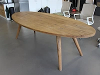 Houten ovalen vergadertafel. afmeting 280 x 115 x 77 cm. - afbeelding 1 van  3