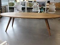 Houten ovalen vergadertafel. afmeting 280 x 115 x 77 cm. - afbeelding 3 van  3