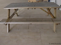 Houten picknicktafel - 180x144x74cm - afbeelding 3 van  4