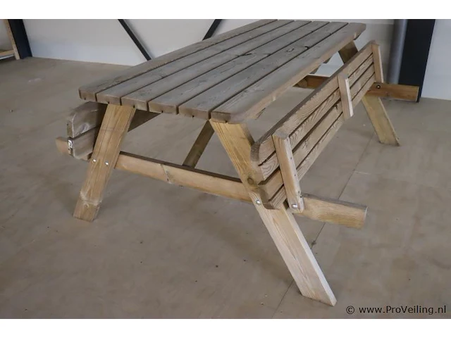 Houten picknicktafel - 180x144x74cm - afbeelding 4 van  4