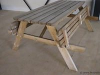 Houten picknicktafel - 180x144x74cm - afbeelding 4 van  4