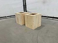Houten plantenbak (2x) - afbeelding 1 van  6