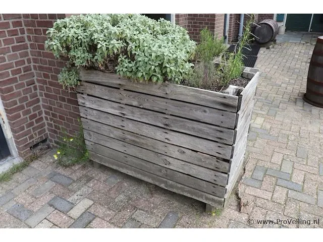 Houten plantenbak incl. planten - 124x60x90cm - afbeelding 2 van  4