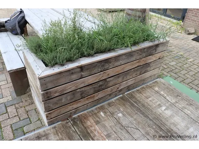 Houten plantenbak incl. planten - 175x65x80cm - afbeelding 1 van  4