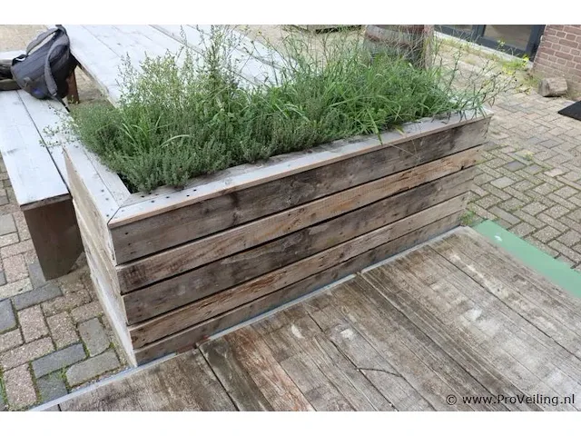 Houten plantenbak incl. planten - 175x65x80cm - afbeelding 2 van  4