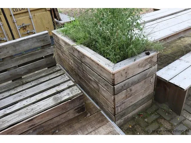 Houten plantenbak incl. planten - 175x65x80cm - afbeelding 2 van  3